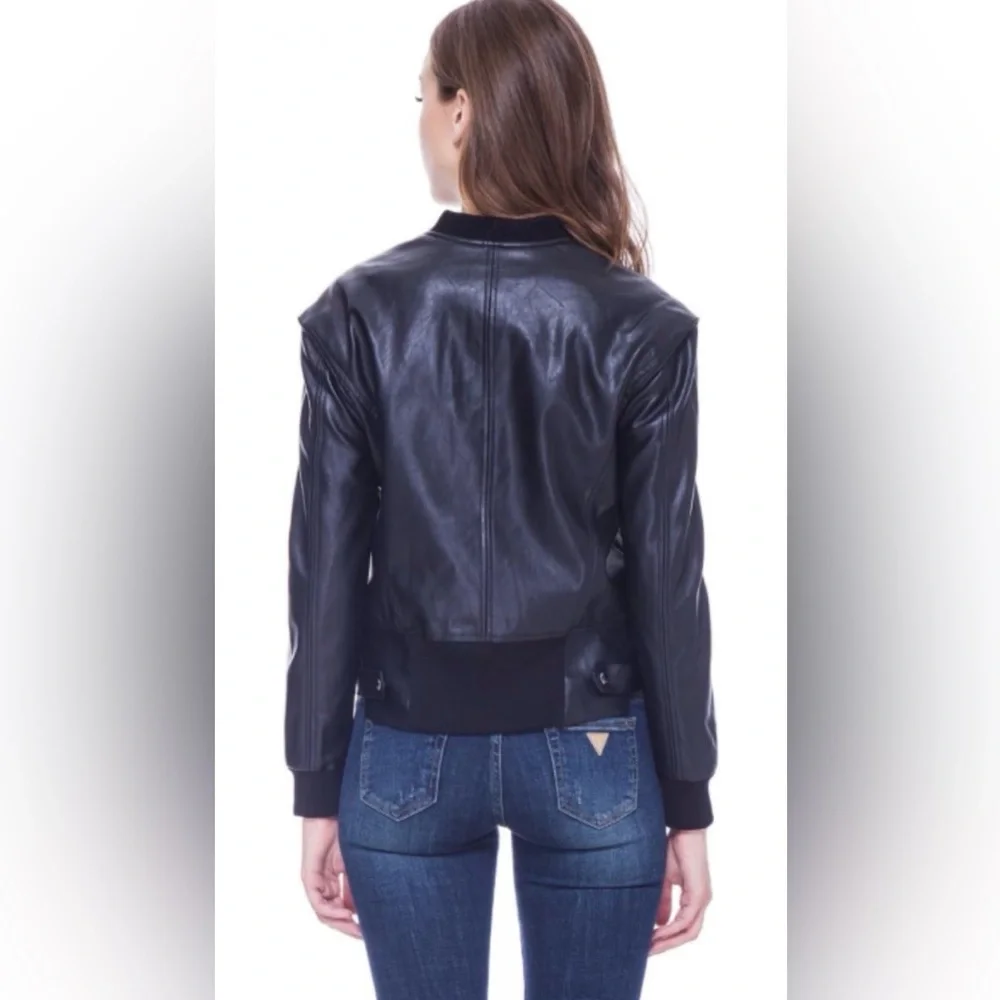 Guess Black Faux Leather Bomber Jacket - Picture 7 of 7